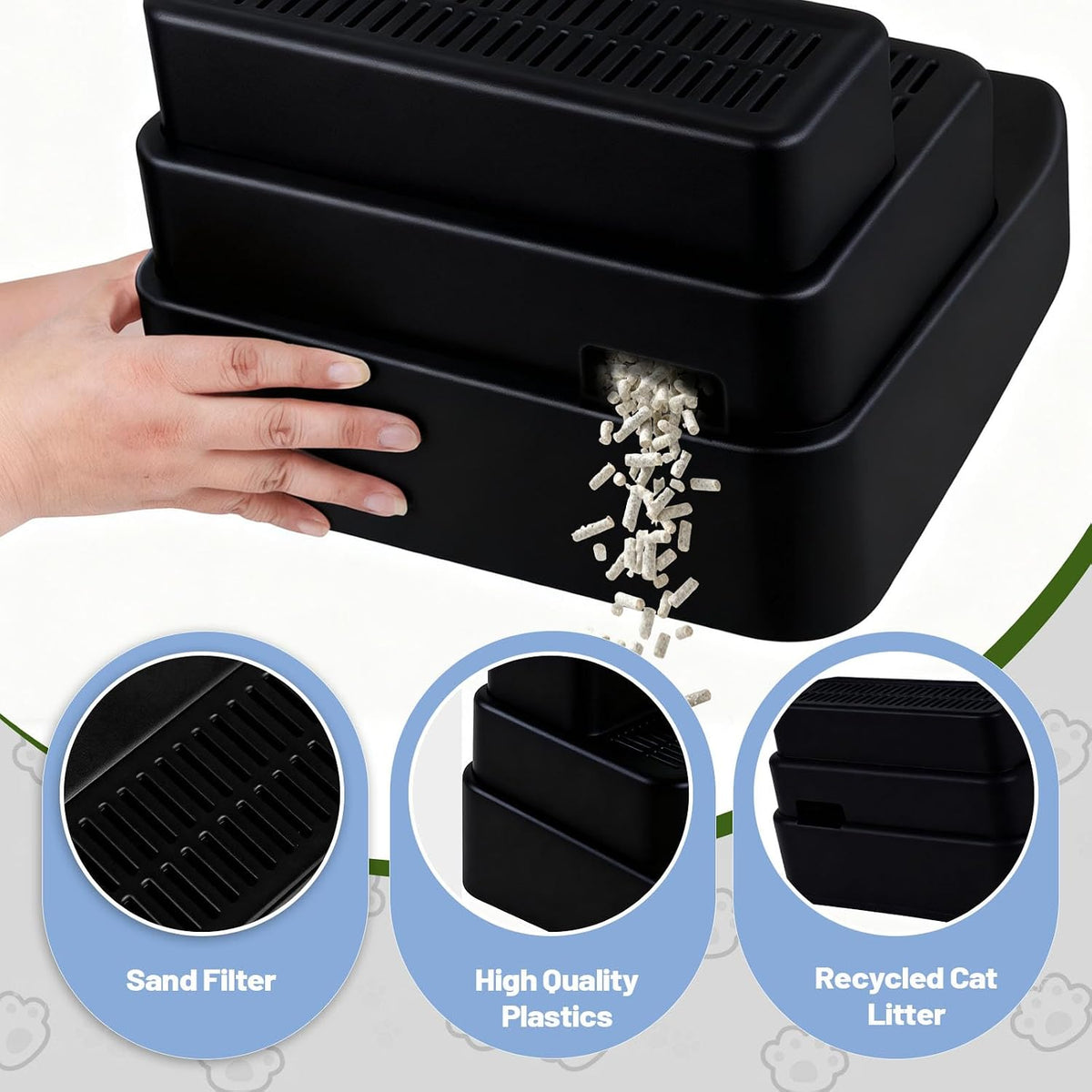 Adjustable Litter Box Step, Cat Ramp for Litter Box, 2 Steps - Black / 3 step - image 4