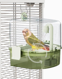 Water Circulation Bird Bath, Hanging Cage Shower Box – Essentials for Birds - Green