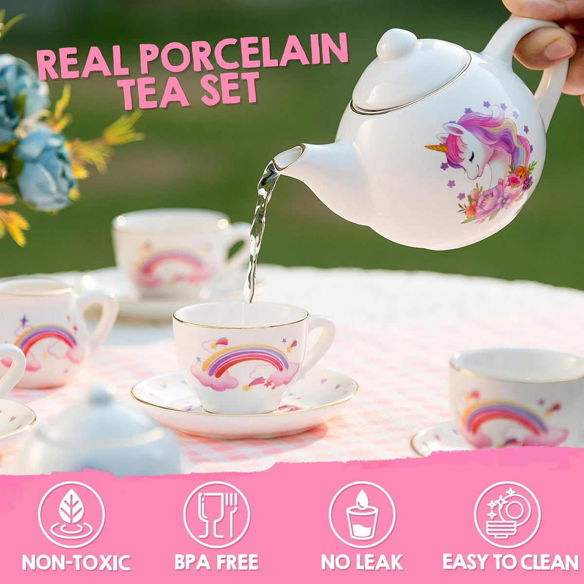 TUZT Tea Party Set for Little Girls Ages 3-8 - White Unicorn - image 2