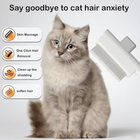 Pet Grooming Combo - Flea Comb(Dense Teeth) and Pet Hair Removal Comb(Long & Short Stainless Steel Teeth) with Release Button for Grooming Massaging and Cleaning Remove Fleas on Cat and Dog
