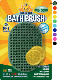 Bodhi Dog Shampoo Brush - Pet Grooming & Bath Supplies for Dogs and Cats - Bath Brush for Long - 1 Pack / Dark Green