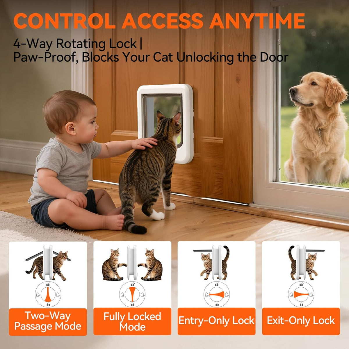 LIBBEPET Cat Door Interior Door - White / M - Inner Size: 5.8"W x 5.7"H - image 3