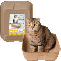 4 Pack Disposable Cat Litter Boxes - 6 Piece Set