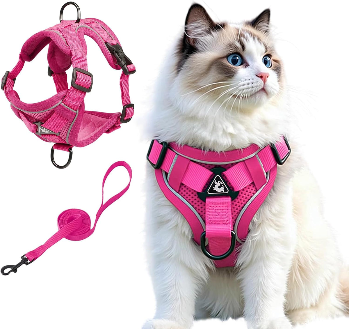 Skmeditec Cat Harness and Leash Set: Upgraded Escape Proof Vest - Pink / XL