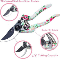 Gardening Tools, 8 Pcs Heavy Duty Floral Garden Tool Set Birthday Gifts for Women WANCHI Rose Red Gardening Kit (Garden Tool Bag Kneeling Pad Weeder Fork Hand Rake Pruning Shears Trowel Transplanter)