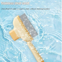Flea Comb for Cats Dogs Brush for Shedding Pet Hair Removal Comb with Long & Short Stainless Steel Teeth for Deshedding
