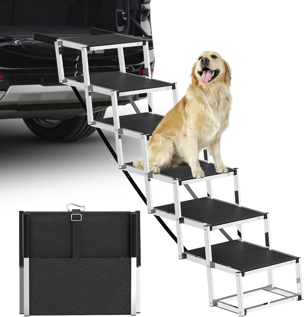 Dog Stairs for Large Dogs - 6-Steps / 16" W x 38-43" H