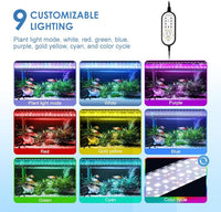Aquarium Light,36W 24/7 Natural Mode,9 Light Modes(Water Grass Mode & 7 Colors & Cycle),Adjustable Timer and 7 Color Brightness - with Expandable Mounting Bracket for 36~42IN Fish Tank