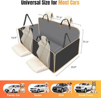 Dog Car Seat Cover for Back Seat, Dog Car Bed Cover with Strong Hard Bottom, Back Seat Extender Hammock for SUV Truck,4 Panels Gray Color