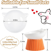 Ceramic Raised Cat Bowl，Tilted Raised Cat Bowl Anti Vomit Cat Bowls - Orange - image 2