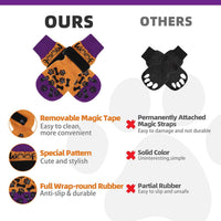 Dog Socks Shoes for Hot Pavement to Prevent Licking Paws - Orange&purple With Woof / X-Large (4 Pack) - image 4