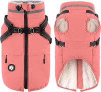 Dogcheer Dog Winter Coat with Harness - Light Pink / XX-Large(Chest:35.4", Back:23.6" Neck:23.6")