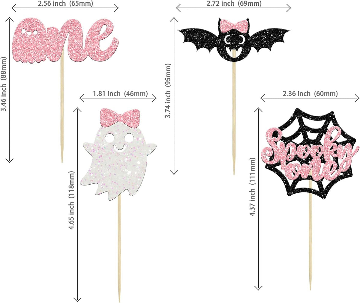 Ephlyn 24 white glitter ghost cupcake toppers for Halloween desserts - view 17