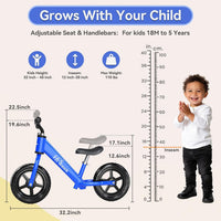 Toddler Balance Bike for 3-5 Year Old 12” No Pedal Training Bike Toys - BK-BLUE - image 2