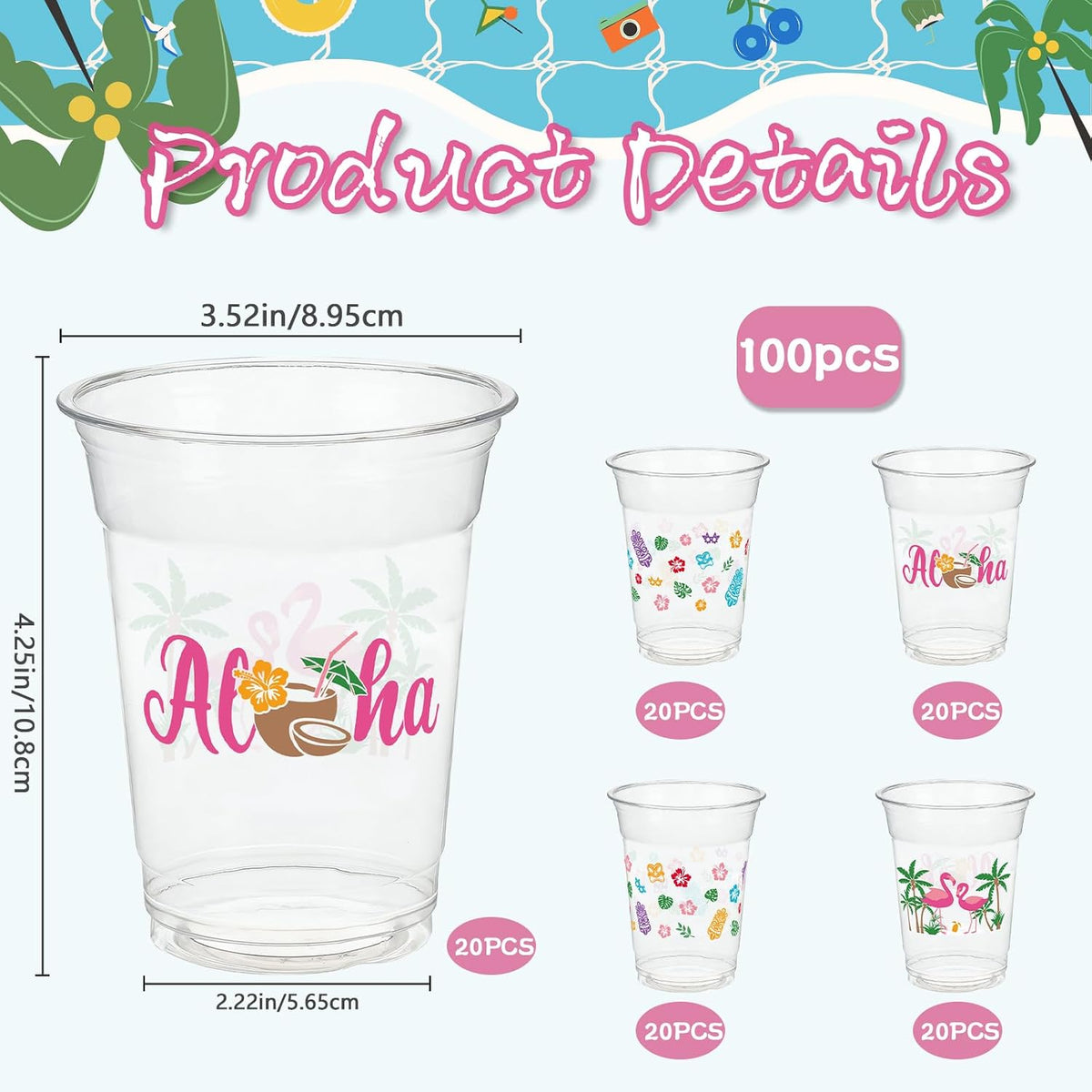 Race Car 2 Fast 2 Furious Birthday Party Decorations Cups for Boys - Hawaiian Cup / 100 - image 2