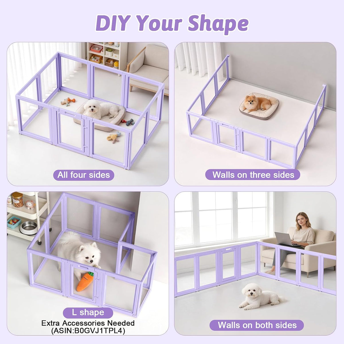 DIY Clear Acrylic Dog Playpen House - Purple / 10PCS / 23.6"H - image 4