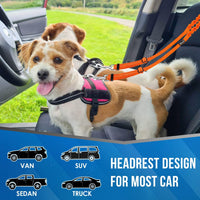 Lukovee Double Dog Car Seat Belt, No Tangle Headrest Restraint – Essentials for Dogs - Orange / 1 Pack - image 4