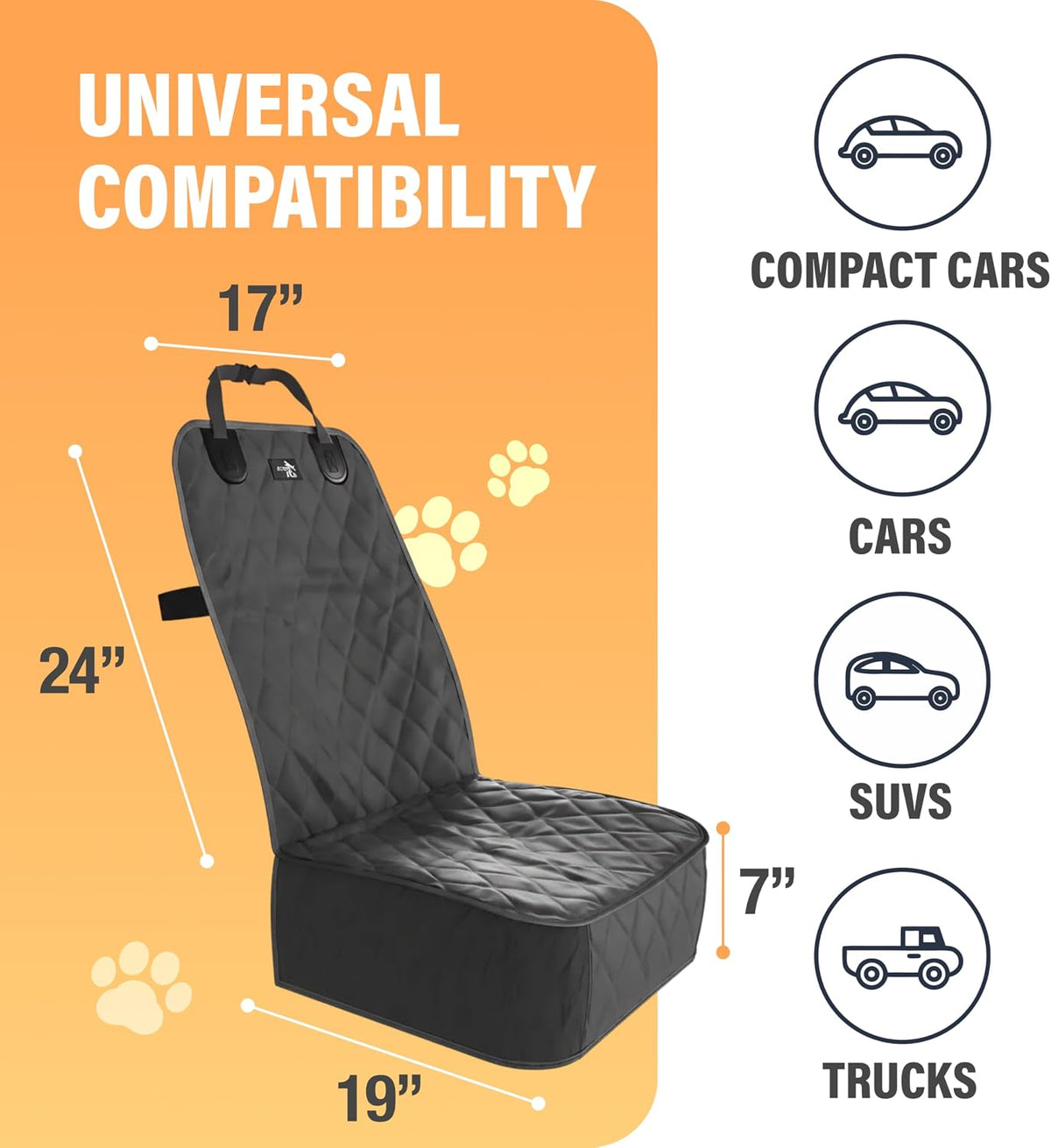 Dog Car Seat Cover, Waterproof Front Seat Protector for SUV Truck Sedan, Pet Safety Travel Comfort - Black - image 4