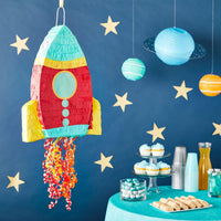 BLUE PANDA Rocket Ship Pull String Pinata for Space Birthday - image 2
