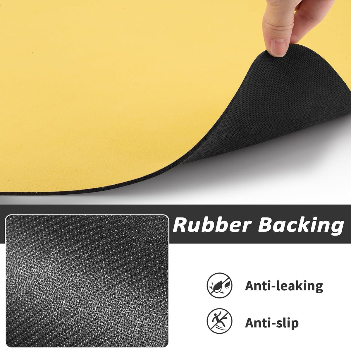 HotLive Dog Food Mat, Absorbent Cat Mat for Food and Water - Paw Yellow / 34"L x 18"W - image 3
