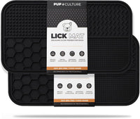 Dog Lick Mat for Dogs, Feeding Pad for Anxious Pets Plus 4 Different Puzzles for Mental Stimulation - 2 Pack / Black