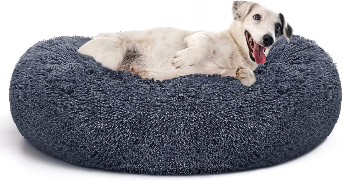MIXJOY Orthopedic Dog Bed Comfortable Donut Cuddler Round Pet Beds - L(36’’x 36’’) / Dark Gray