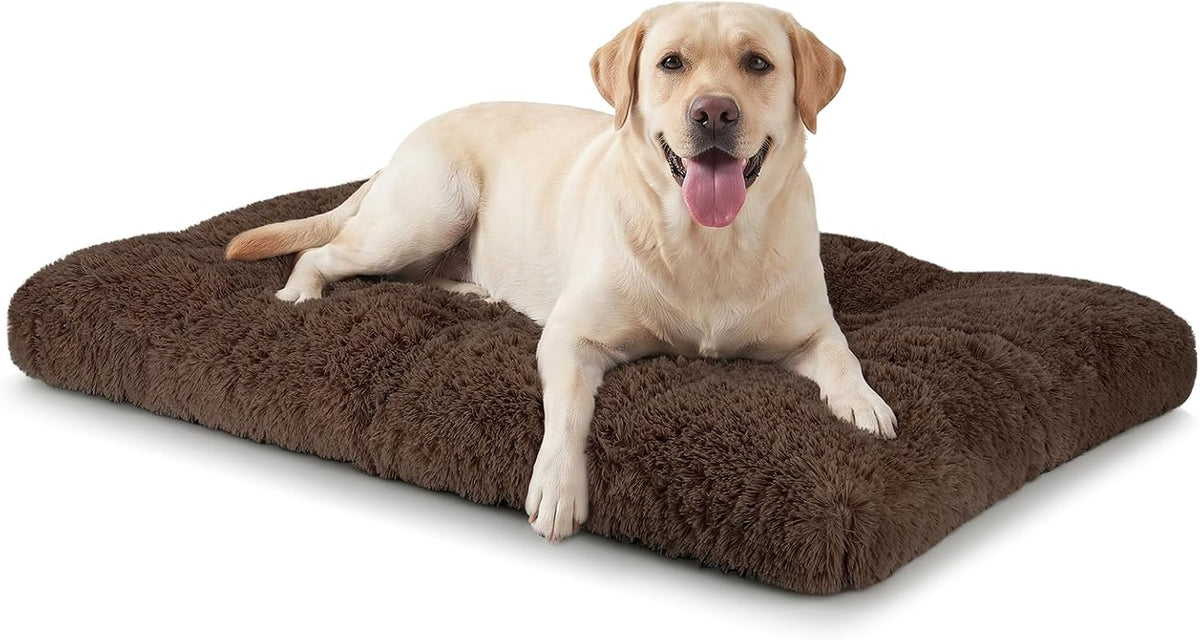 JOEJOY Large Dog Bed Crate Pad - 40.0"L x 27.0"W x 4.0"Th / Brown
