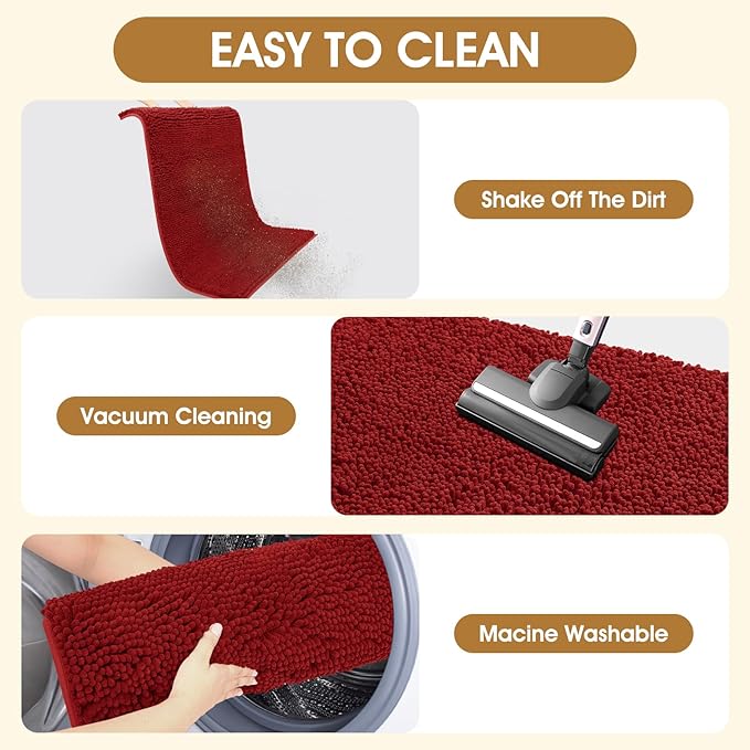 IM HOME Extra Large 60" x 36" Red Dog Door Mats for Muddy Paws, Chenille Absorbent Dog Mat, Non Slip Heavy Mud Mat for Dogs, Soft Pet Bed Mat for Entryway, Mud Paws, Inside Floor