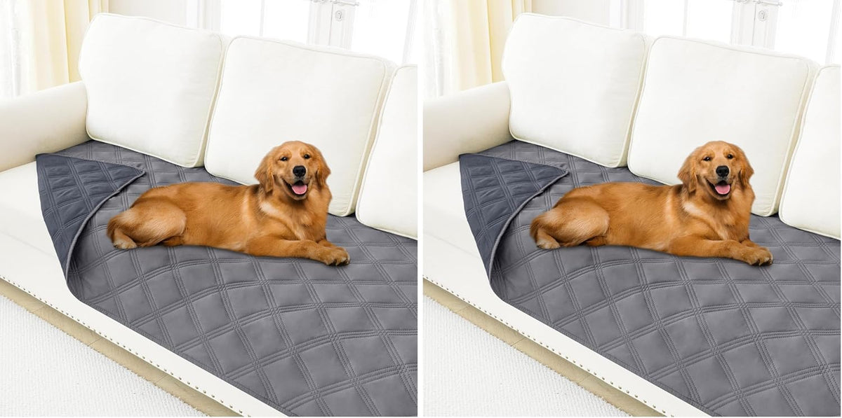 Smiry Waterproof Dog Bed Cover - Grey/Dark Grey / Lattice / 30x70 Inch (Pack of 2)