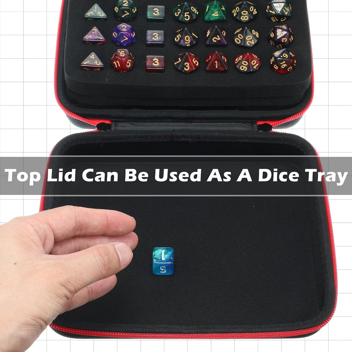 Aoriher 1 Pcs Dice Case with Removable Slotted Tray - Red,Blue,Green - image 3