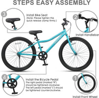 AVASTA Bilbo 18 20 24 Inch Kids Bike for Boys Girls Youth 5-14 Years - arctic / 24 Inch with Kickstand - image 3