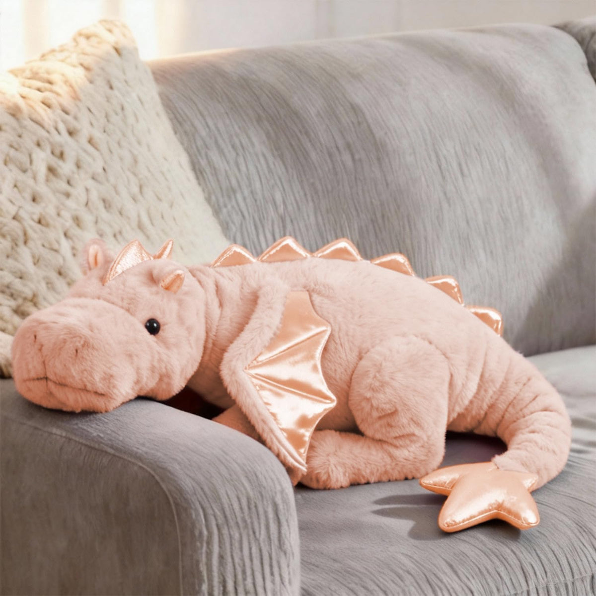 ARELUX Large 36in Cute Dragon Stuffed Animals Plush Toy Soft Matcha - Pink / 36inch - image 3