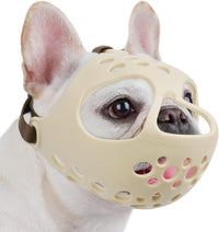 English Bulldog Muzzle, Soft Short Snout Dog Muzzle Stops Biting – Essentials for Dogs - Khaki / M（Head 15-16½"）