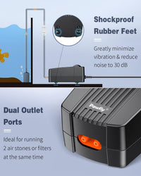 Pawfly Aquarium Air Pump Oxygen Pump for 10-200 Gallon Fish Tanks - 60-120 gal - image 4