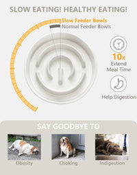 Ceramic Slow Feeder Dog Bowls - White + Stand / 8 Inches - image 3
