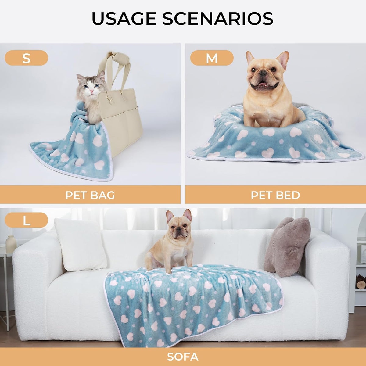 1 Pack 3 Blankets Super Soft Cute Dot Pattern Pet Blanket Flannel - Purple/Pink/Cyan / 23x16 inch (Pack of 3) - image 2