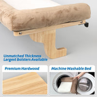 Zakkart Cat Perch for Windowsill with Bolsters – Essentials for Cats - Natural Color Wood with Brown Bed / 24''L x 15''W - image 3