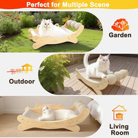 Cat Scratcher Bed for Indoor Cats | 3-in-1 Scratching Post & Hammock Lounge with Wooden Perch, No-Tip Stable Base for Small/Medium/Large Cats ，Durable Scratch Pad & Cat Furniture (Easy Assembly)
