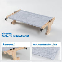 Zakkart 2-PC Easy Seat Cat Perch for Windowsill – Essentials for Cats - Natural Color Wood w/ Gray Bed / Medium 2PC - image 4