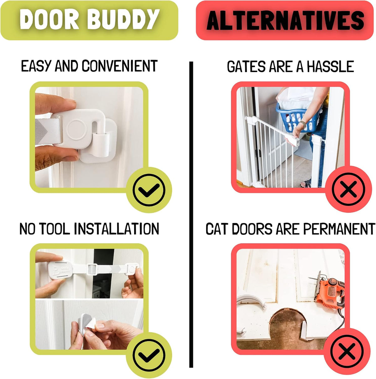 Door Buddy Pet Door Latch for Cats - Caramel Strap - image 3