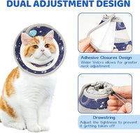 Breathable Air Mesh Cat Cone Collar Soft to Stop Licking, Adjustable, Foldable Lightweight Kitten Cones After Surgery Recovery for Cats & Kittens (Star Blue,S)