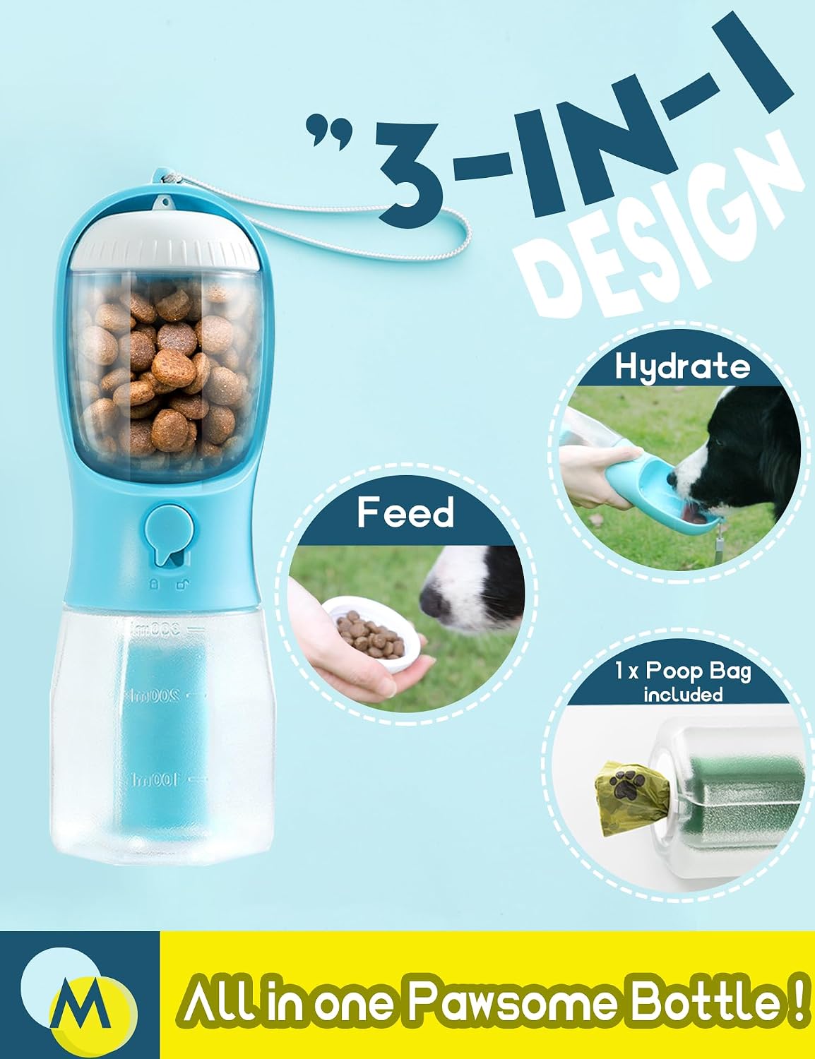 Portable Water Bottle for Small Dogs - Blue / 10oz - image 2