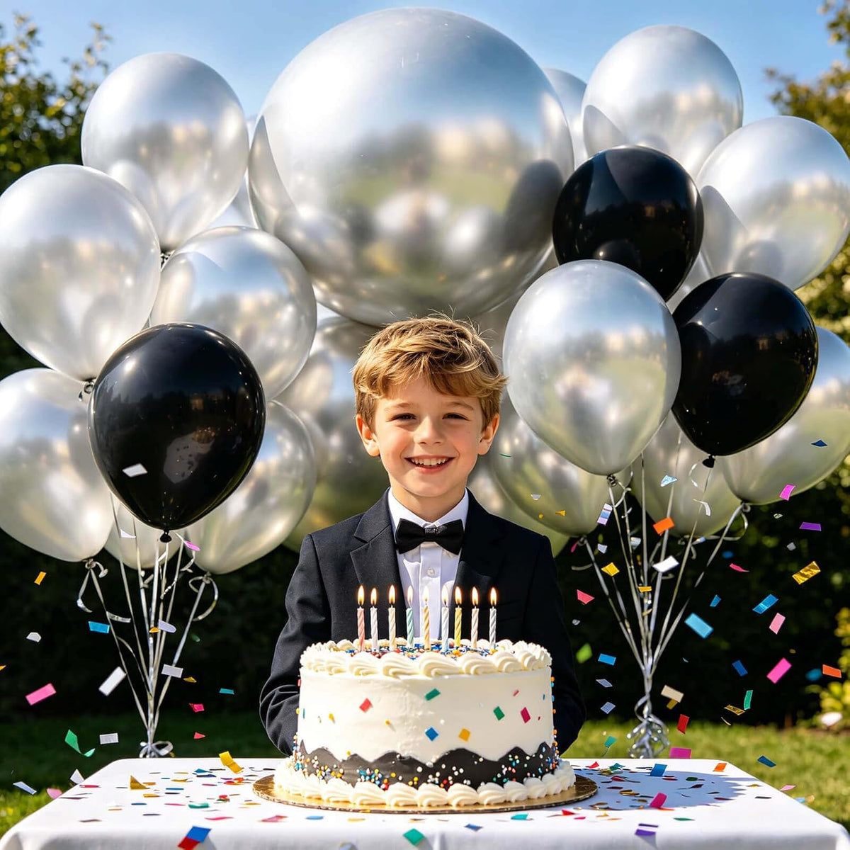 ASIYUHY Red Balloons 18 Inch 12 Pack Large Latex Party Balloons – Fun for Kids & Family - Metallic Silver Balloons - image 3