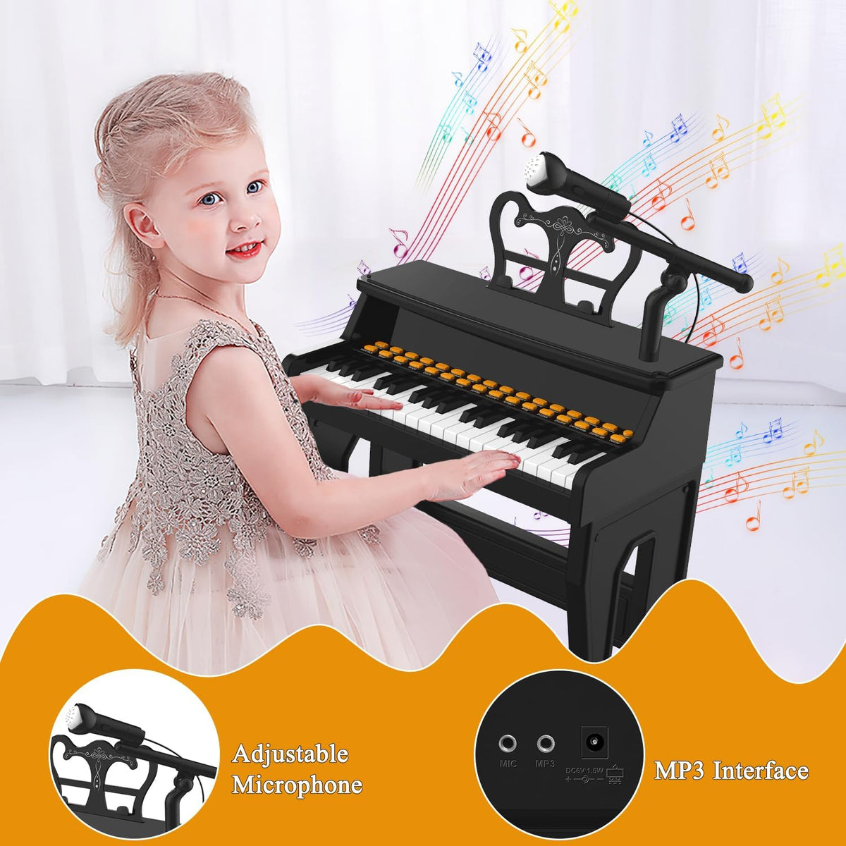 Dollox Keyboard Piano for Kids - Black - image 3