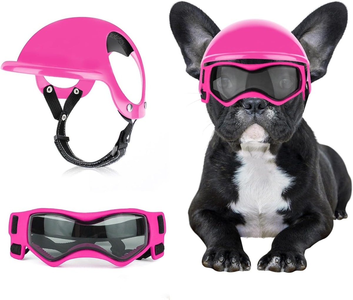 Dog Helmet and Goggles for Small Dogs - Small-(Pink+Pink)