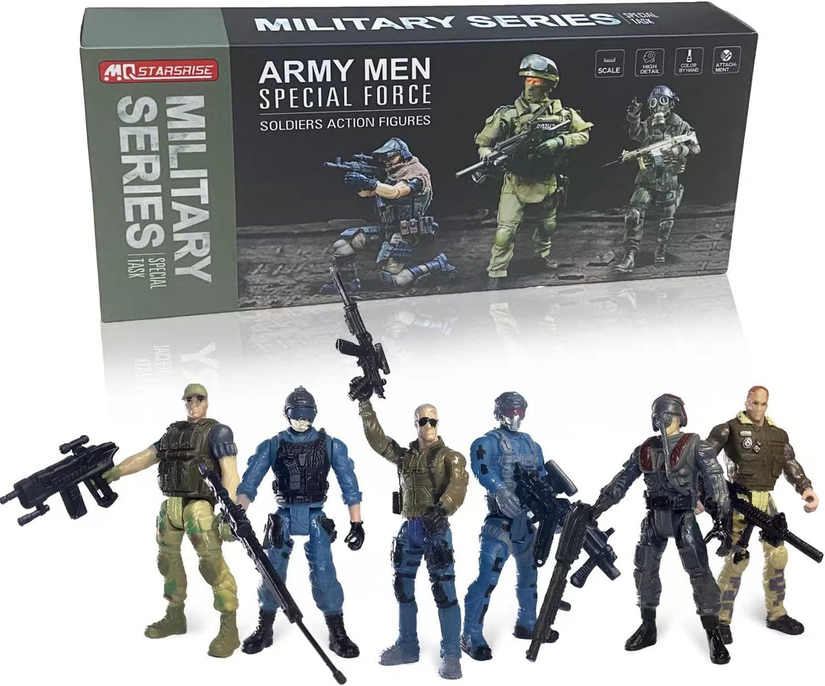 Army Men Action Figures, Soldiers Toys with Weapons for Boys 4-7 - Blue