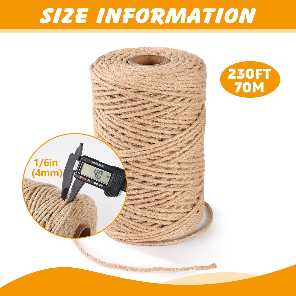 Natural Sisal Rope for Cat Scratcher - 1/6in x 230ft - image 2