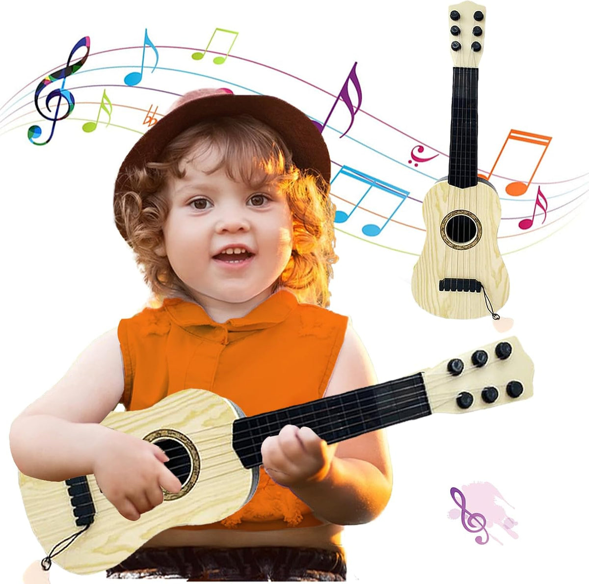 Blvochnnt kids toy guitar, 17-inch mini guitar with 6 strings and pick