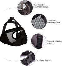 Short Snout Dog Muzzle - Adjustable Breathable Mesh Bulldog Muzzle for Biting Chewing Barking - Black / X-large/ 18"-25" - image 3