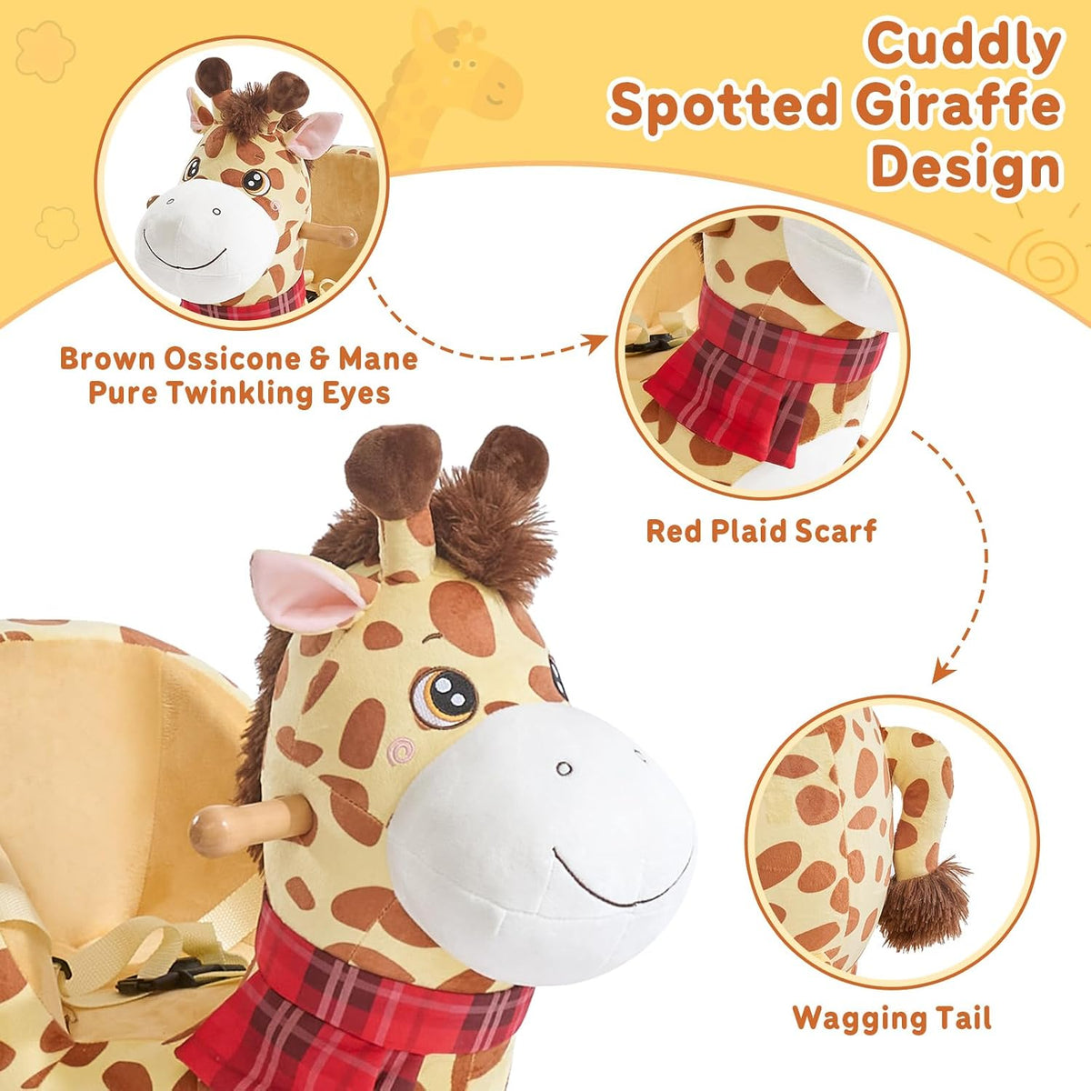 FUNLIO Unicorn Baby Rocking Horse - Yellow Giraffe - image 3
